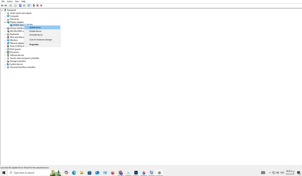 بهروزرسانی درایور مانیتور و کارت گرافیک