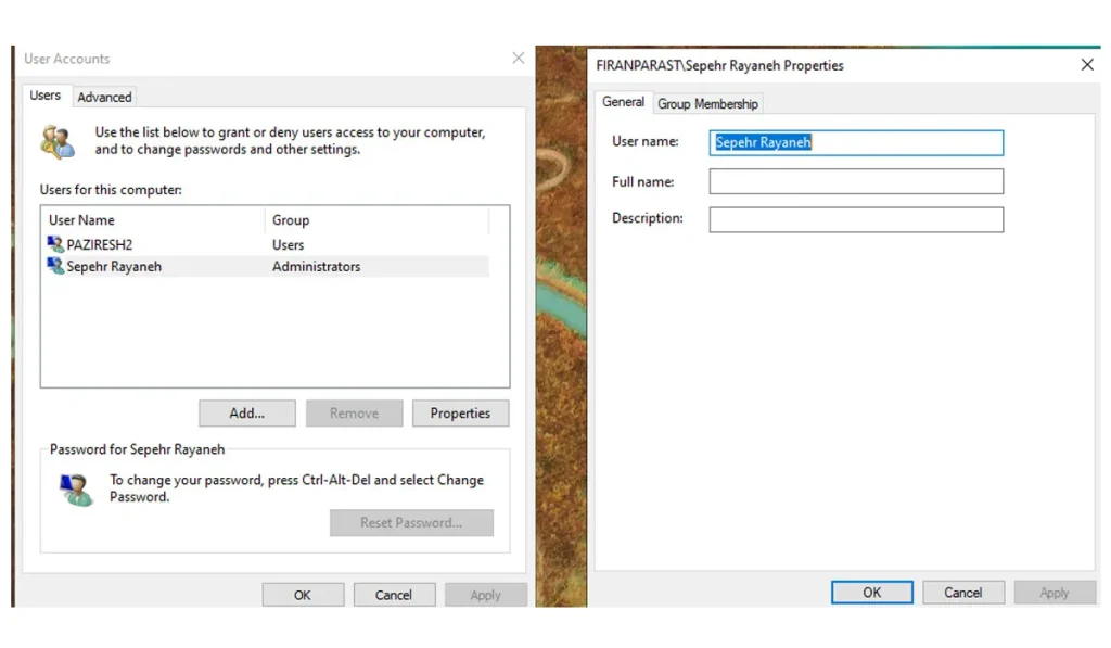 تغییر نام حساب کاربری ویندوز